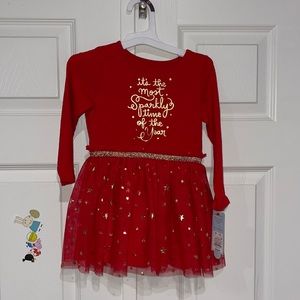 NWT Cat & Jack red & gold dress